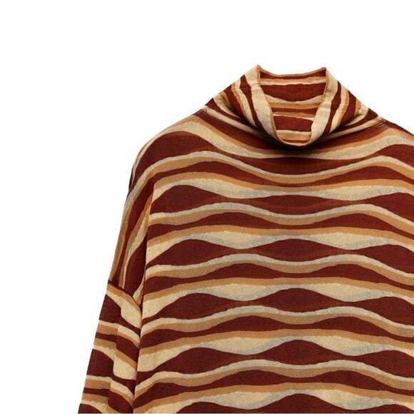 EUC ZARA PRINTED KNIT TUNIC DRESS SPECIAL EDITION BRICK - Picture 8 of 10